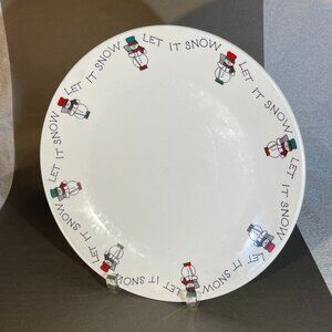 International Silver Co Plate Round Ceramic 12"  Platter 'Let It Snow' (1205)